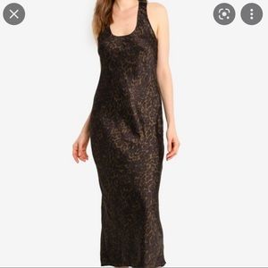 Banana Republic green/black/brown leopard print satin maxi